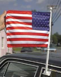 Pack of 2 American, U.S. Car Window Flag 11x18 in. and Bracket