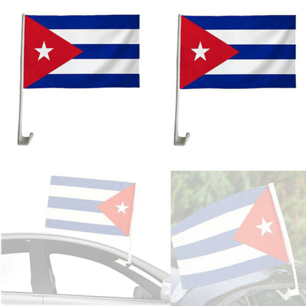 Cuba, Car Window Flag 11x18 in. and Bracket