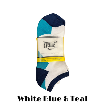 Everlast High Quality 3 pack Women's 1/2 Cushion No Show Size 5-9 Over 10 Options