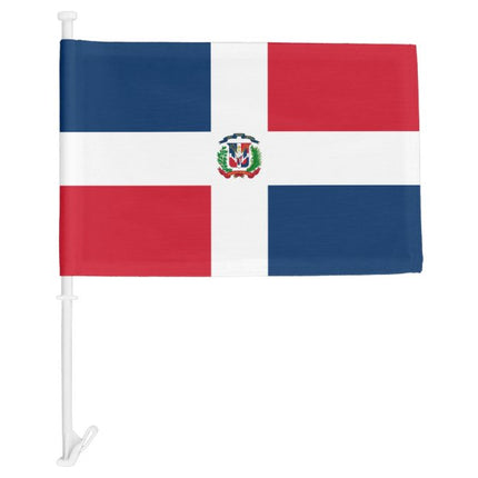 Dominican Republic, Car Window Flag 11x18 in. and Bracket