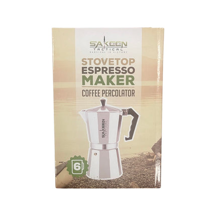 Sakeen Stovetop Espresso and Coffee Maker, Moka Pot for Classic Italian and Cuban Café Brewing, Cafetera, Six Cup