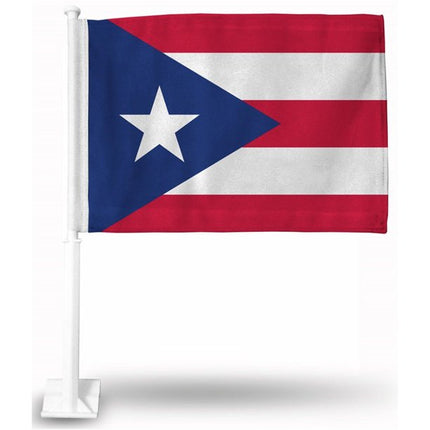 Puerto Rico, Car Window Flag 11x18 in. and Bracket