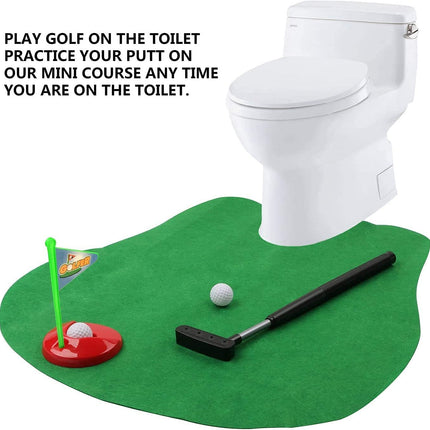 Toilet Golf Game- Practice Mini Golf in Any Restroom/Bathroom - Great Toilet Time, Funny White Elephant Gag Gifts for Golfer.
