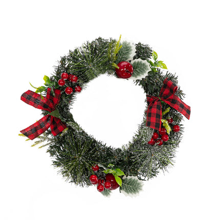 Artisasset A Christmas Wreath Decorated With Apples And Raspberries With Red Bows (11.81" x 11.81")