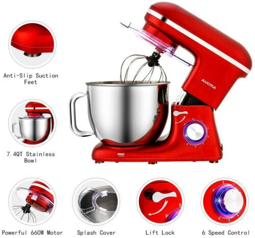 Aucma Stand Mixer,6.5-QT 660W 6-Speed Tilt-Head Food Mixer, Kitchen El –  Inspira