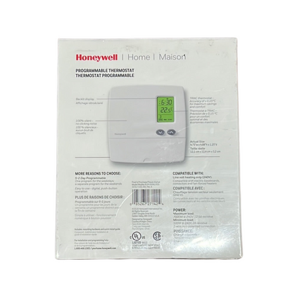 Honeywell Home Programmable Electric Baseboard Heater Thermostat/Reads Out in Celsius Convertible to Fahrenheit with Menu