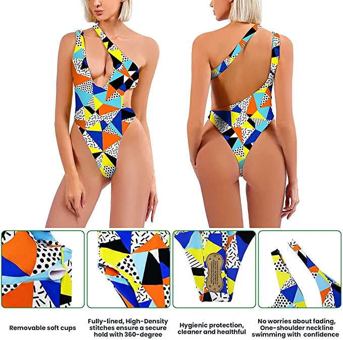Sexy Women's One Piece Swimsuits One Shoulder Brazilian Bathing